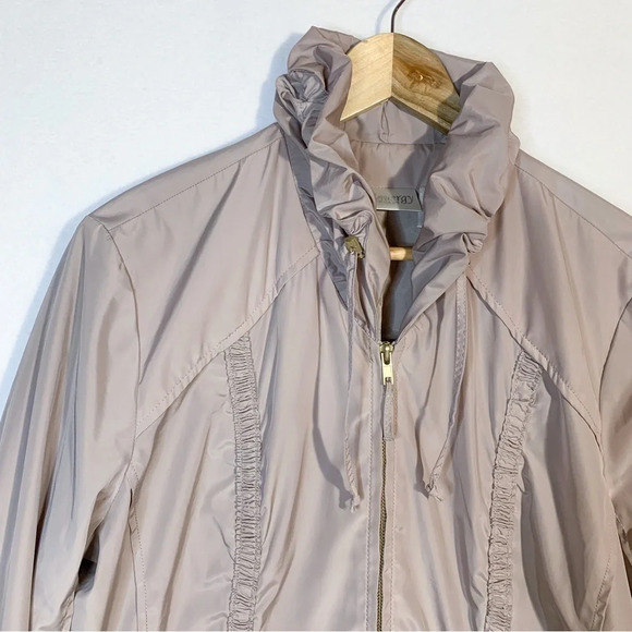 Chico’s Gray Artsy Boho Windbreaker Jacket Ruffle Collar - Picture 4 of 6